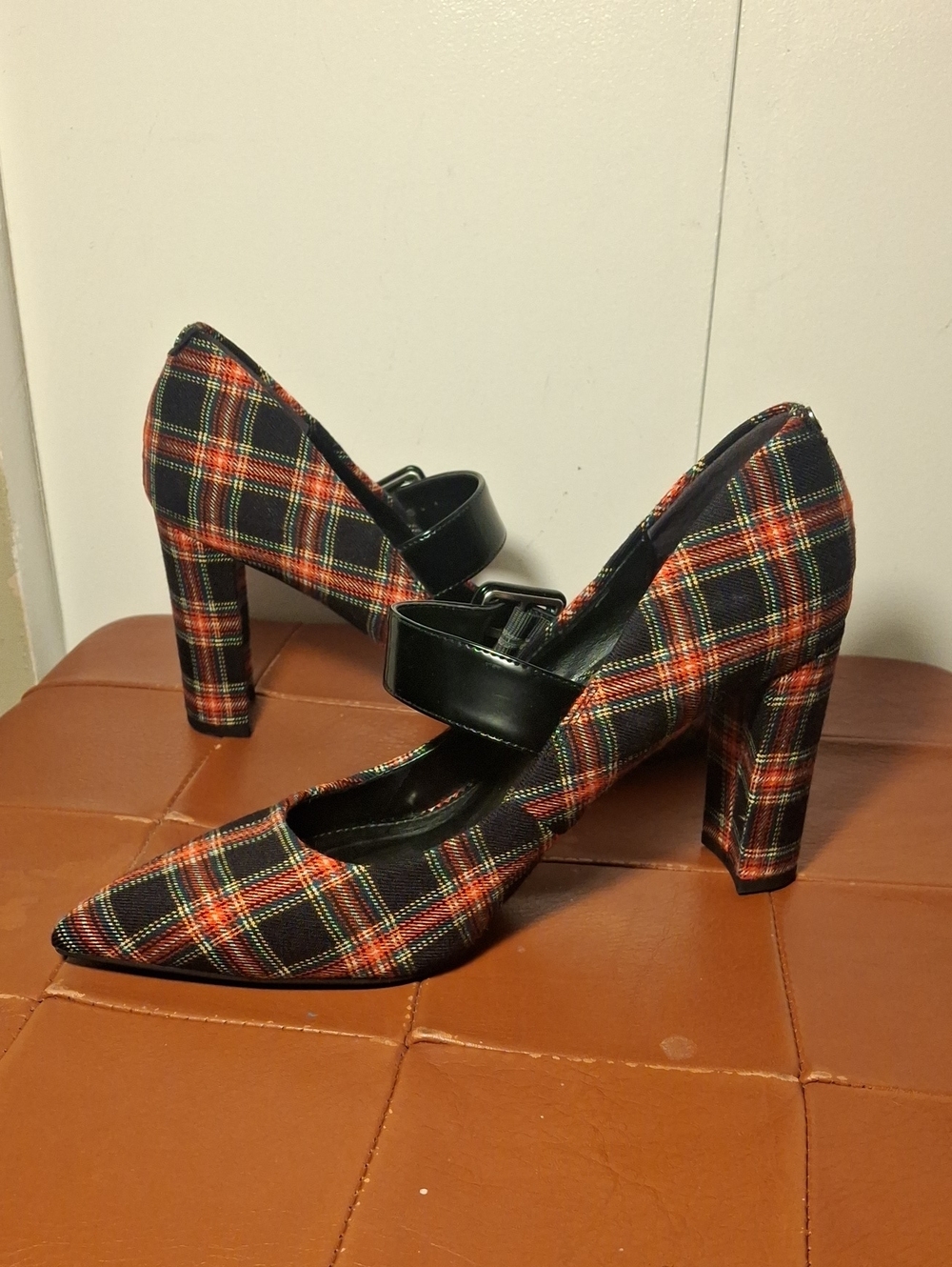 Circus by Sam Edelman Plaid Mary Jane Pumps in Black and Red